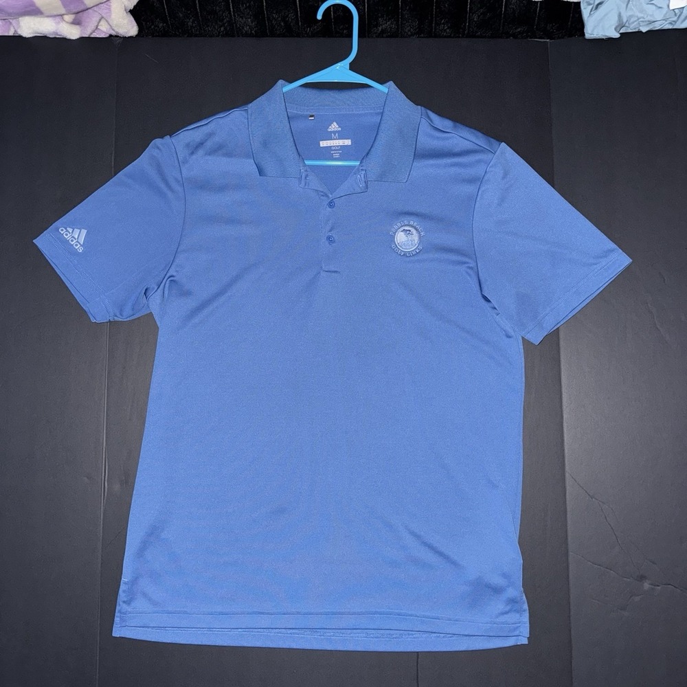 Men's Medium adidas Pebble Beach Golf Links Performance Golf Polo Blue